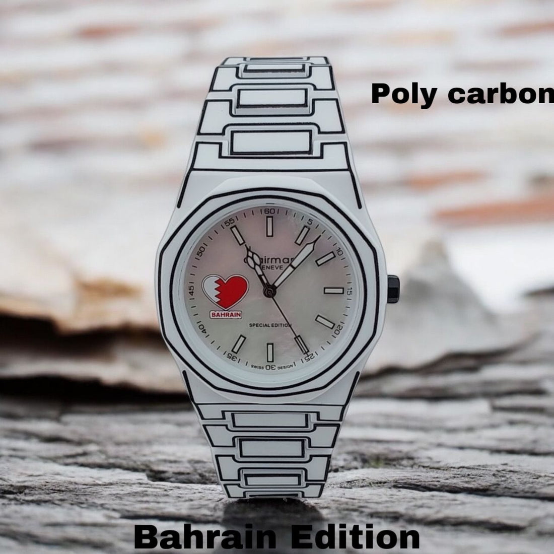 ساعة BAHRAIN Edition Chairman Geneve White Poly Carbon للرجال