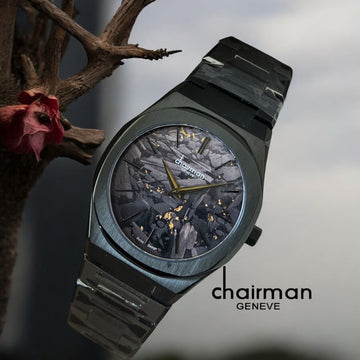 ساعة Chairman Geneve Marble Black Dial Black Strap للرجال