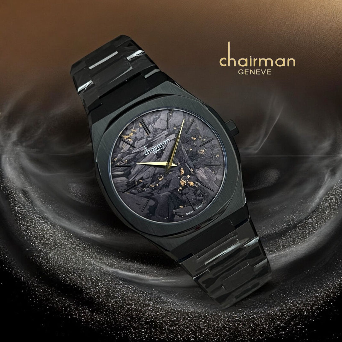 ساعة Chairman Geneve Marble Black Dial Black Strap للرجال