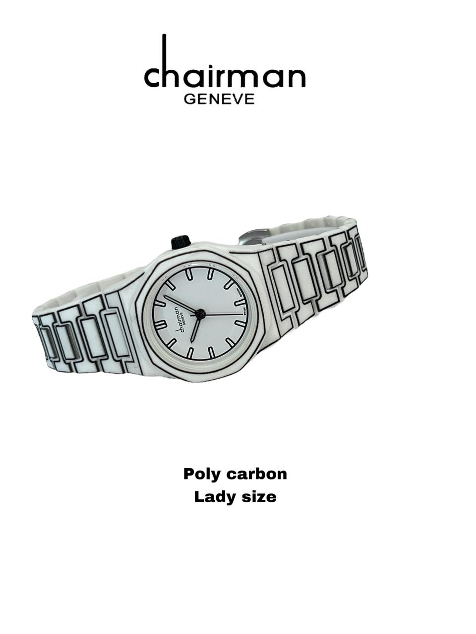 ساعة Chairman Geneve Poly Carbon للسيدات باللونين الأبيض والأسود