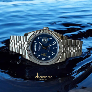 ساعة Chairman Geneve Special Edition عربية مؤرخة ويومية للرجال بمينا زرقاء