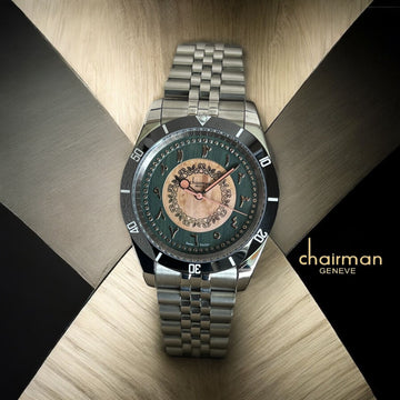 ساعة Chairman Geneve Swiss Design عربية متعددة الألوان بسلسلة فضية للرجال