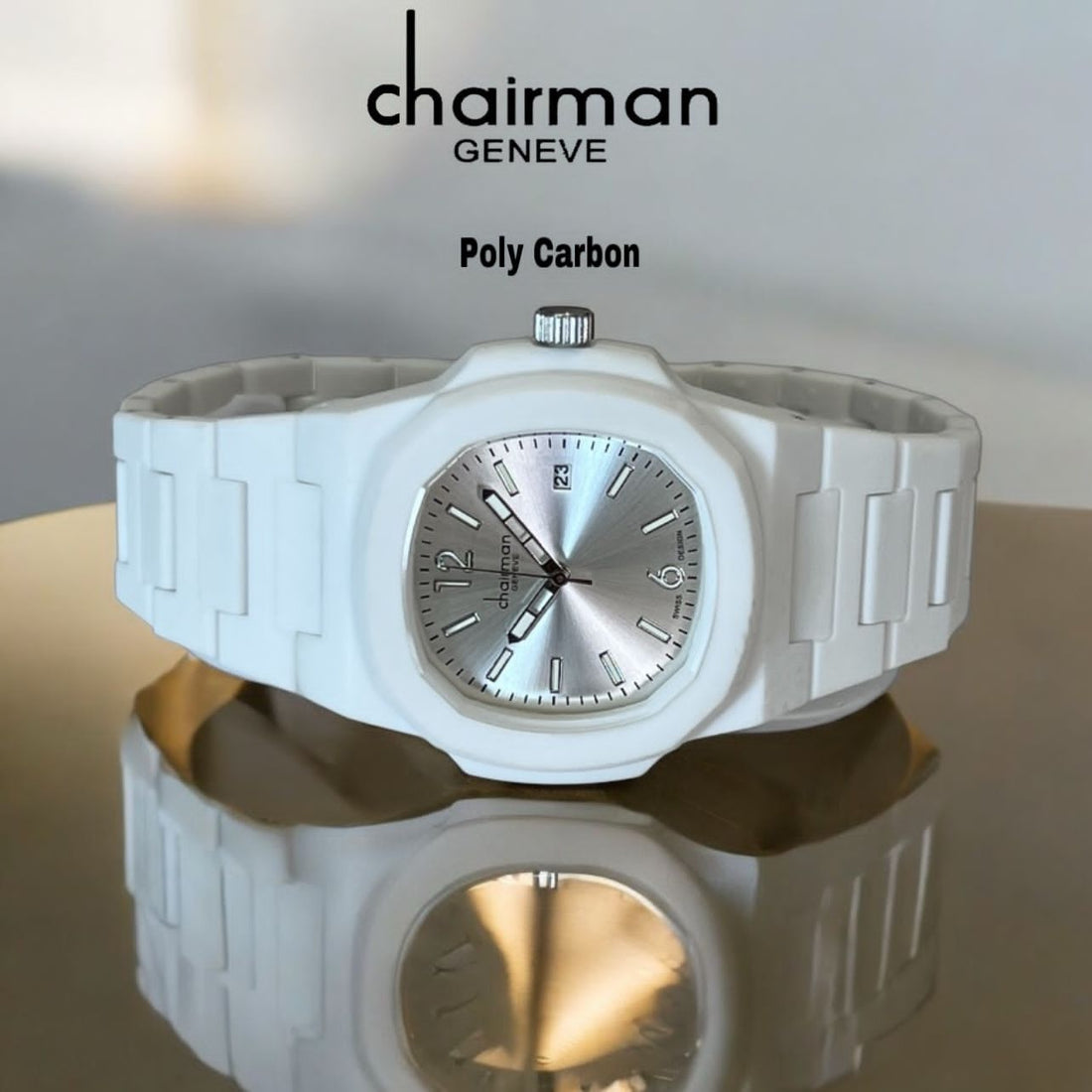 ساعة Chairman Geneve White Dated Poly Carbon للجنسين