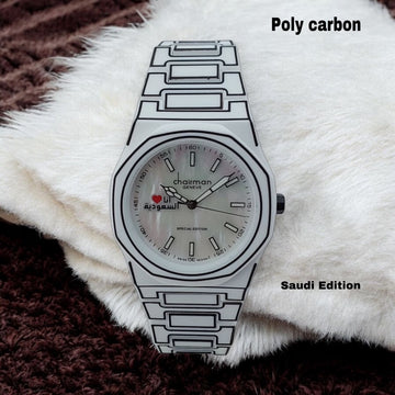 ساعة رجالية من نوع SAUDI Edition Chairman Geneve White Poly Carbon