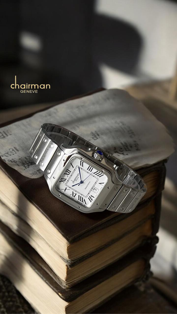 Special Edition Chairman Geneve Roman White Dated Dial Silver Chain Gents Watch