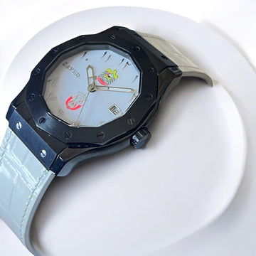 UAE ABUDHABI Emblem Chairman Geneve Zayed Dated Arabic Dial White Strap Gents Watch