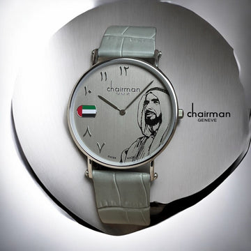 ساعة UAE Flag Watch Chairman Geneve Swiss Made Gray Dial للرجال
