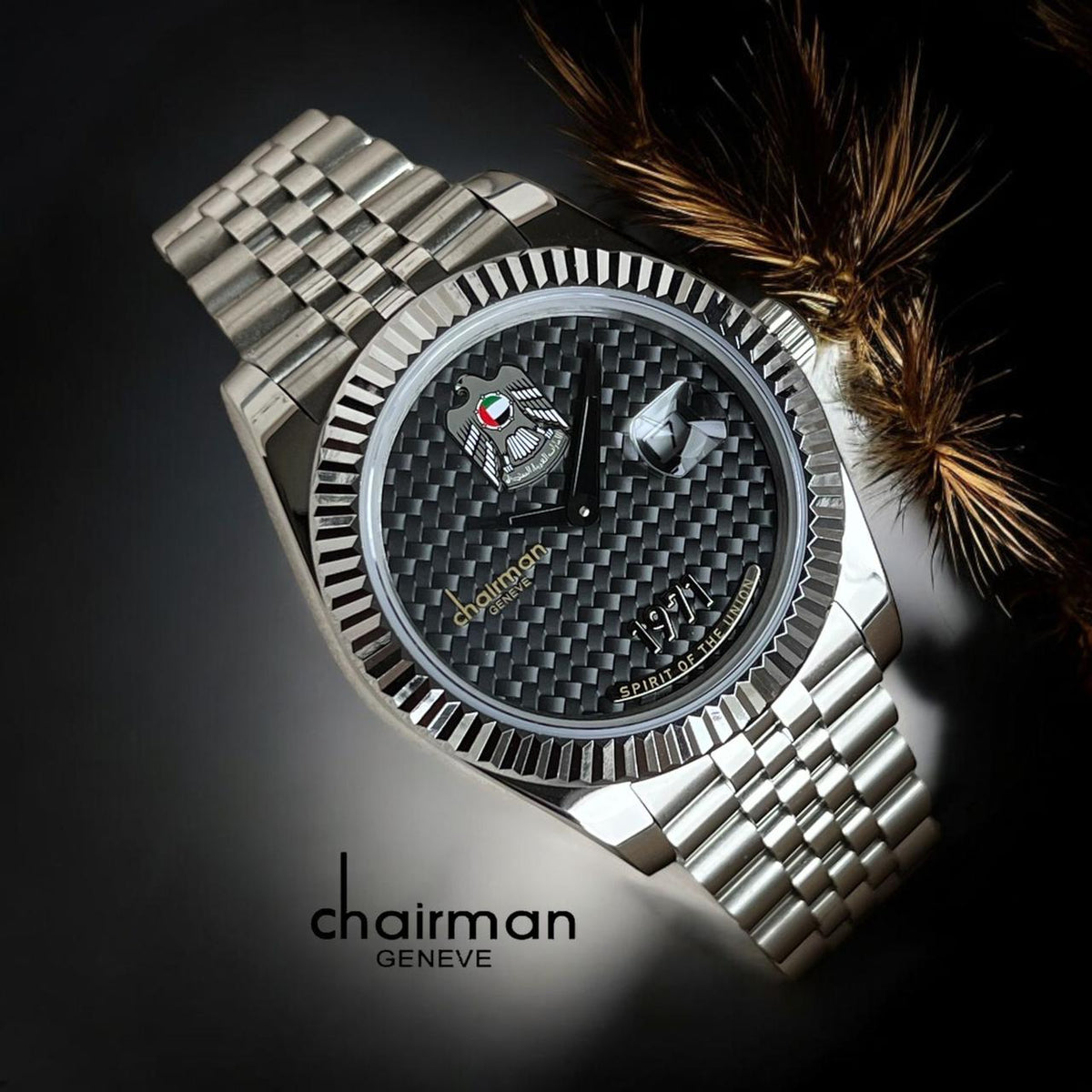 Abu Dhabi Flag Watch - Chairman Geneve Black Dial Swiss Made - Men's Gift Watch