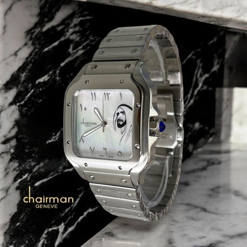 Cartier Chairman Geneve Arabic UAE Sheik White Dial Silver Chain Gents Watch