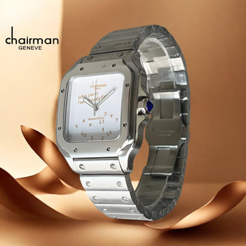 Cartier Chairman Geneve White Dial Silver Chain Gents Watch