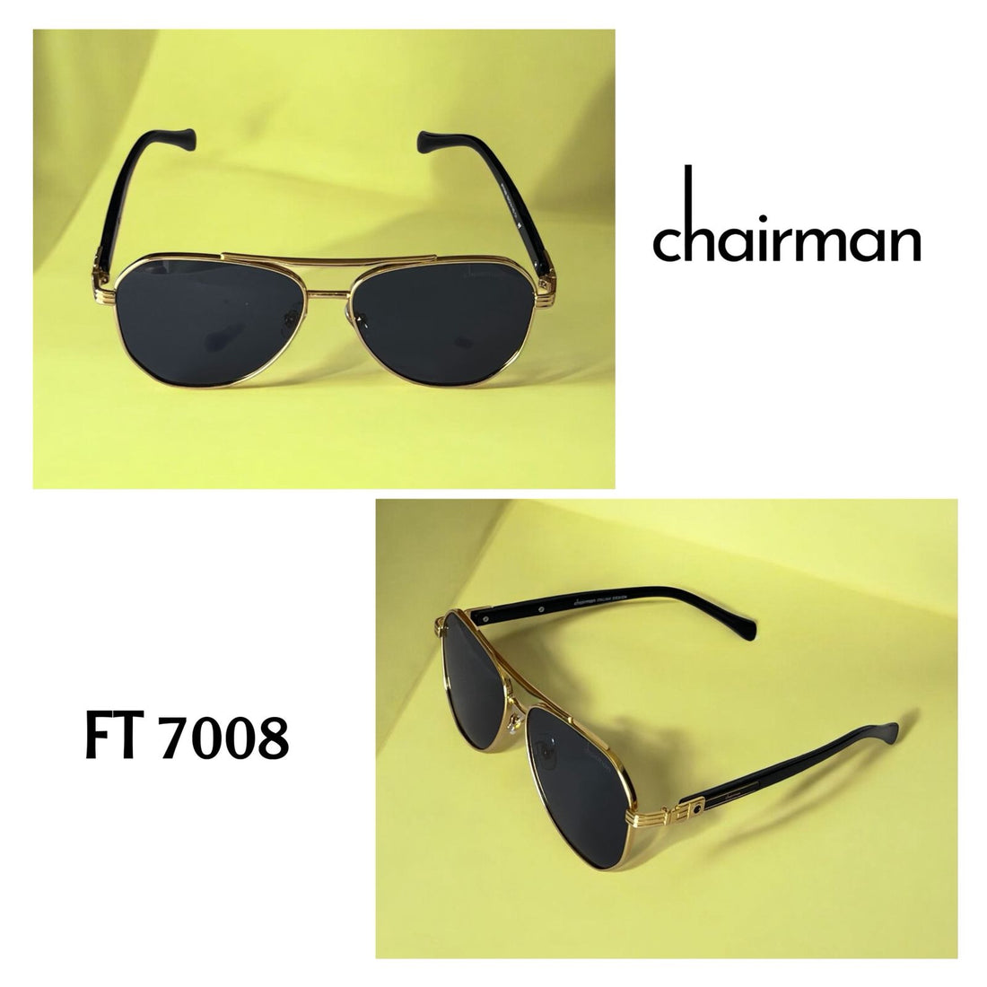 Chairman FT7008 Black And Gold Frame Unisex Sunglass