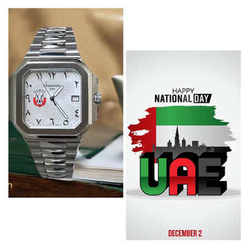 Chairman Geneve ABU DHABI Emblem Dated Arabic White Dial Silver Chain Gents Watch