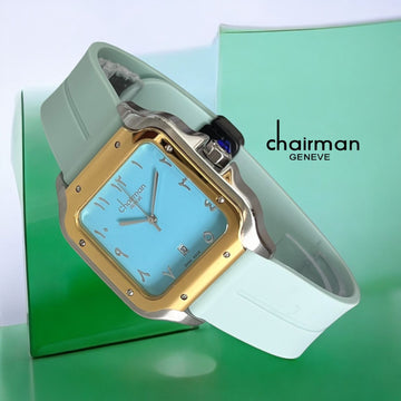 Chairman Geneve Arabic Dated Baby Blue Dial Baby Grey Strap Gents Watch