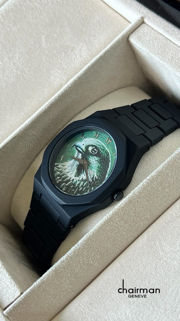 Chairman Geneve Arabic Green Dial Black Gents Watch