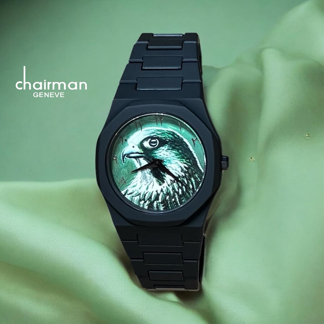 Chairman Geneve Arabic Green Dial Black Gents Watch