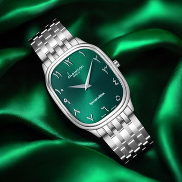 Chairman Geneve Arabic Green Dial Silver Chain Gents Watch