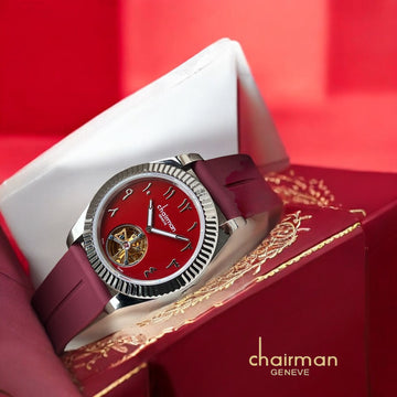 Chairman Geneve Arabic Maroon Dial Maroon Gents Watch