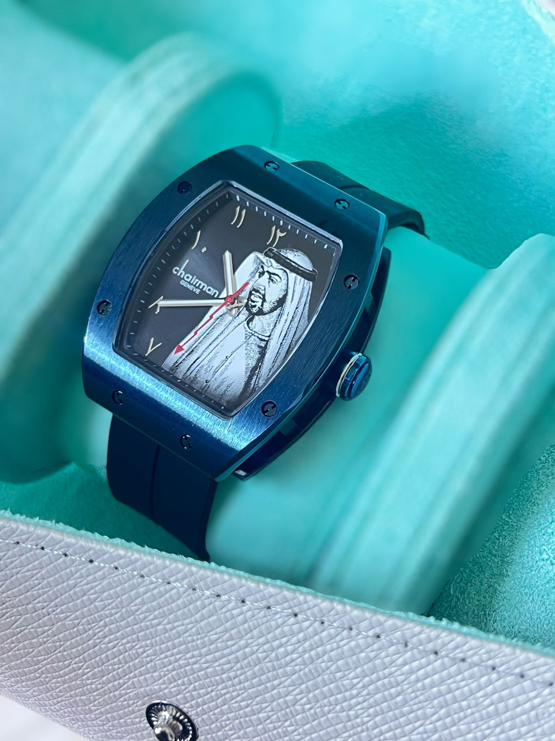 Chairman Geneve Arabic Sheik Photo Black Dial Black Strap Gents Watch