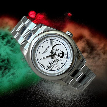 Chairman Geneve Arabic UAE Sheik White Dial Silver Chain Gents Watch