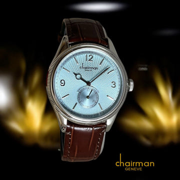 Chairman Geneve Baby Blue Dial Brown Strap Gents Watch