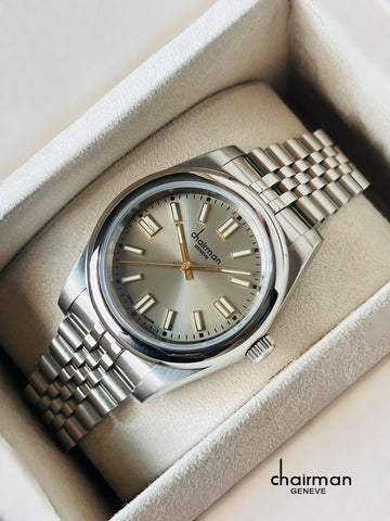 Chairman Geneve Baby Grey Dial Silver Chain Gents Watch