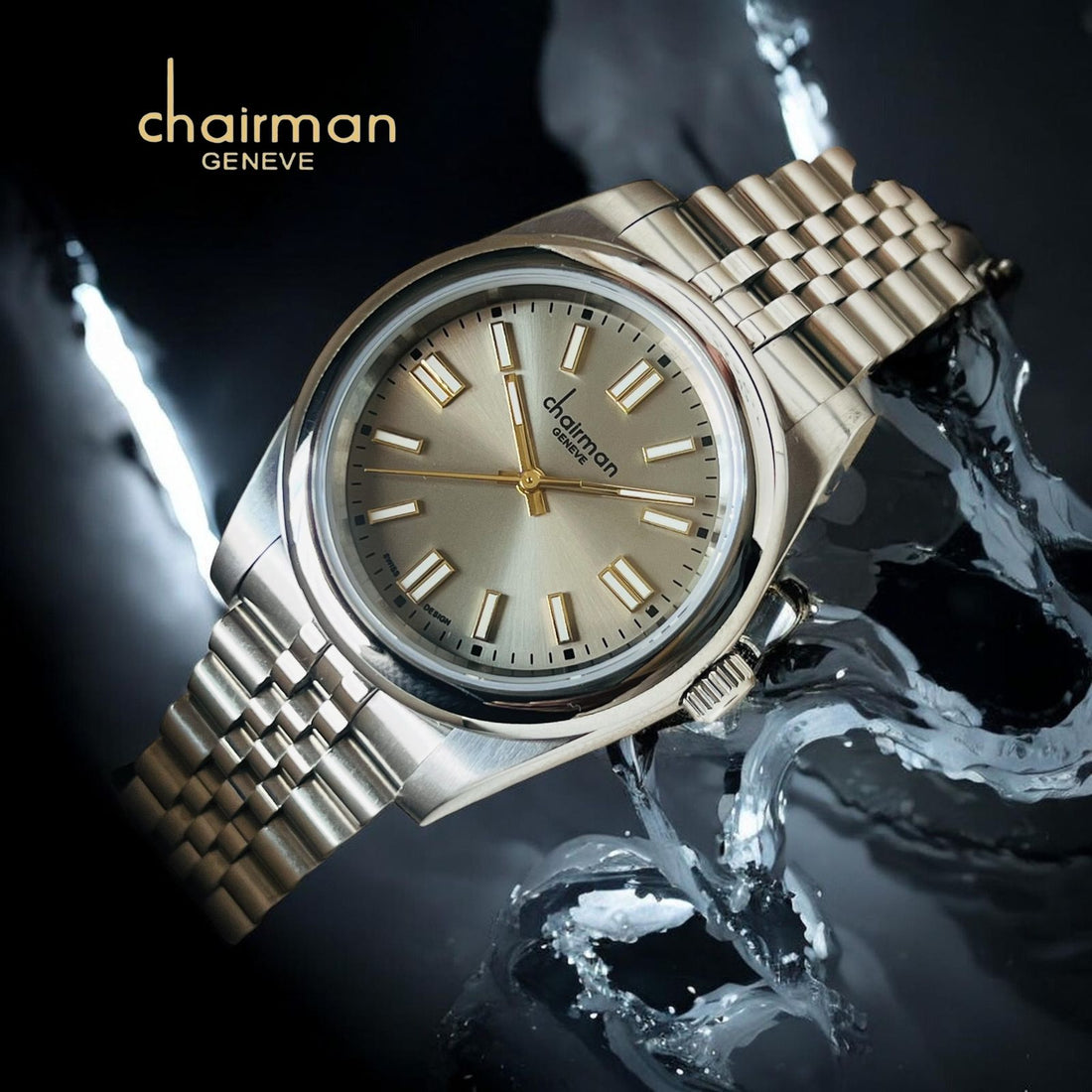 Chairman Geneve Baby Grey Dial Silver Chain Gents Watch