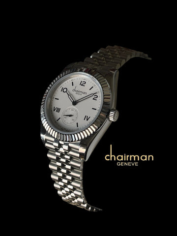Chairman Geneve Baby Grey Dial Mixed Dial Silver Chain Gents Watch