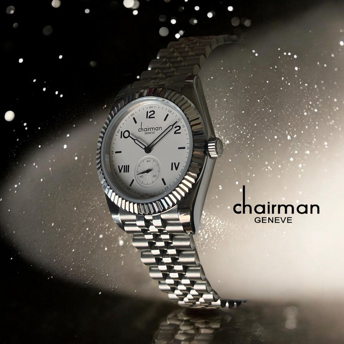 Chairman Geneve Baby Grey Dial Mixed Dial Silver Chain Gents Watch