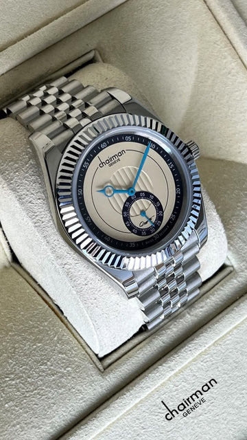 Chairman Geneve Beige Dial Silver Chain Gents Watch