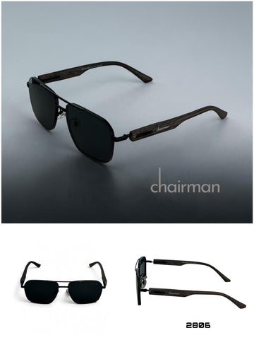Chairman Geneve Black Wooden Frame Black Luxury Unisex Sunglass