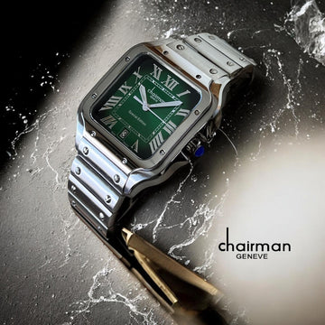 Chairman Geneve Dated Green Roman Dial Silver Chain Gents Watch