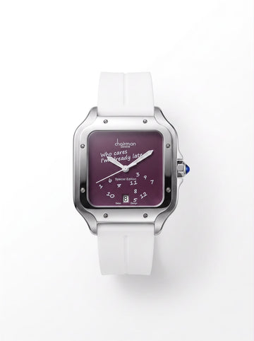 Chairman Geneve Dated Maroon Dial White Strap Gents Watch