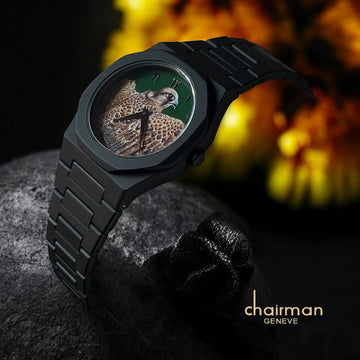 Chairman Geneve Eagle Green Arabic Dial Black Gents Watch