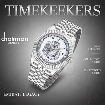 Chairman Geneve Emirati Legacy UAE Sheikh Flag Arabic White Dial Silver Chain Gents Watch