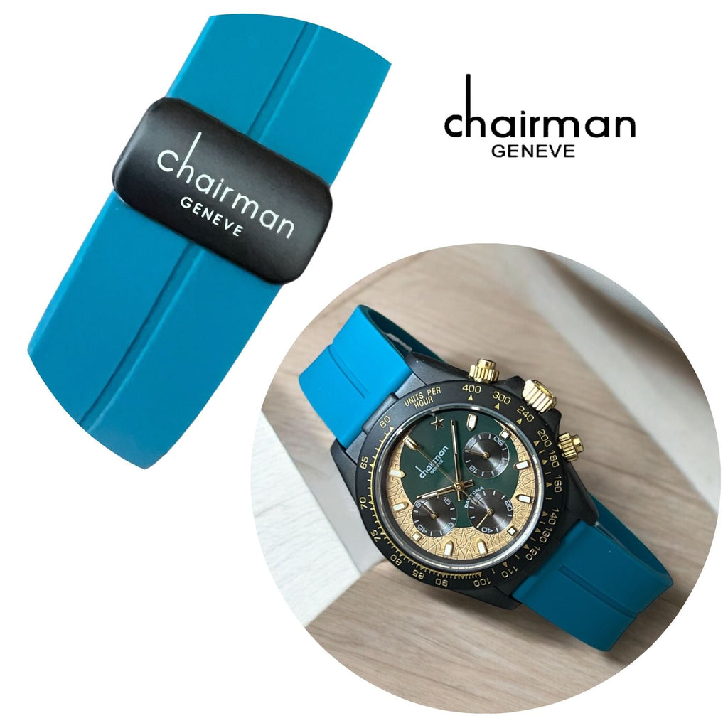 Chairman Geneve Green And Cream Dial Sky Blue Strap Unisex Watch