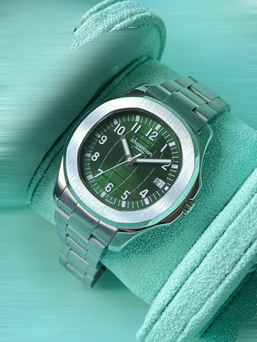 Chairman Geneve Green Dated Dial Silver Chain Gents Watch