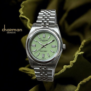 Chairman Geneve Green Dial Silver Chain Gents Watch