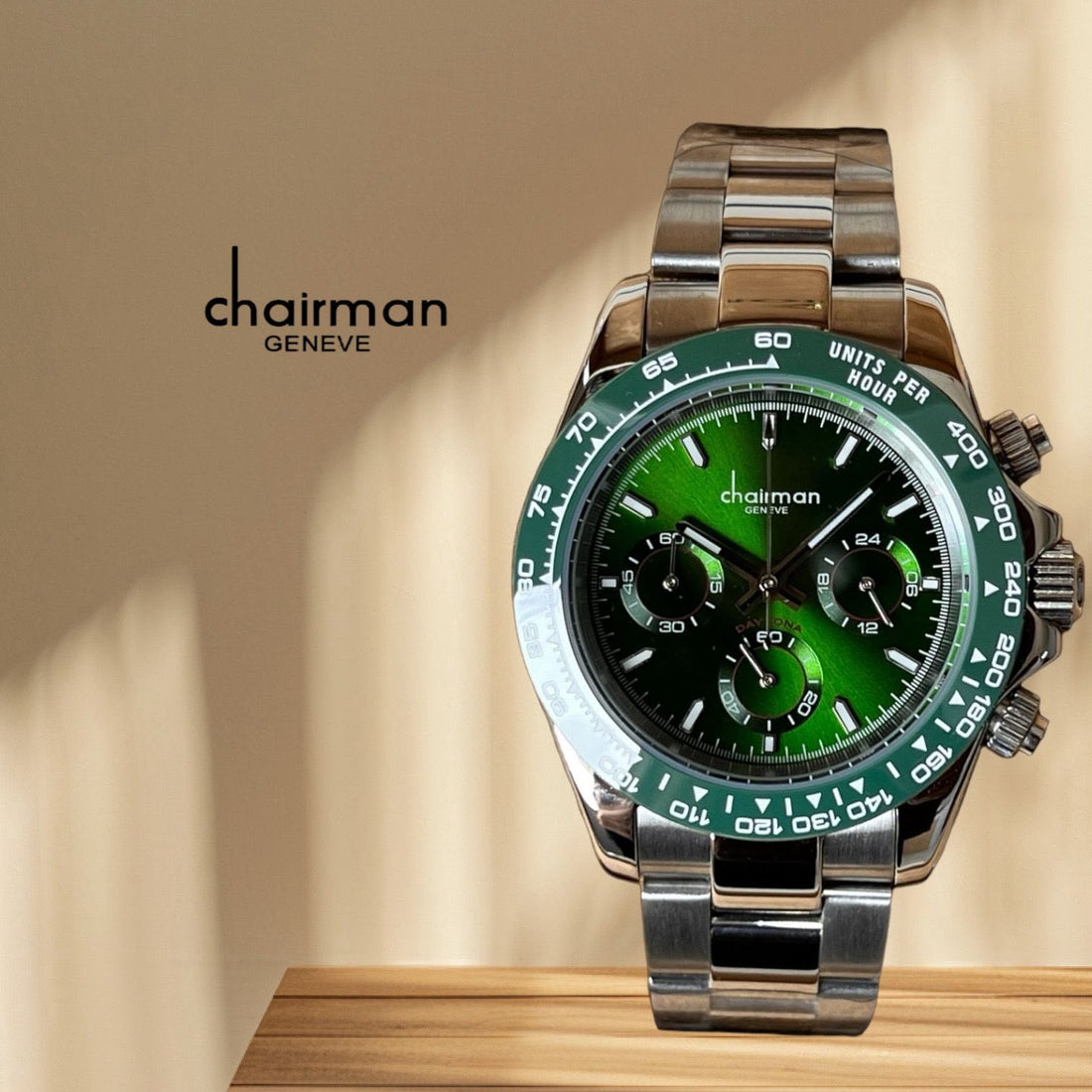 Chairman Geneve Green Dial Silver Chain Gents Watch
