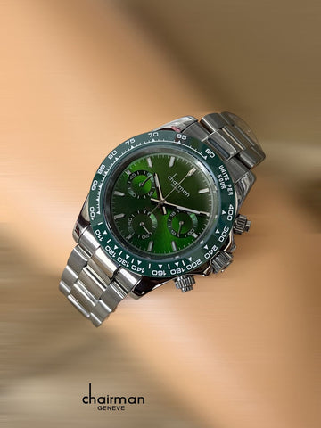 Chairman Geneve Green Dial Silver Chain Gents Watch