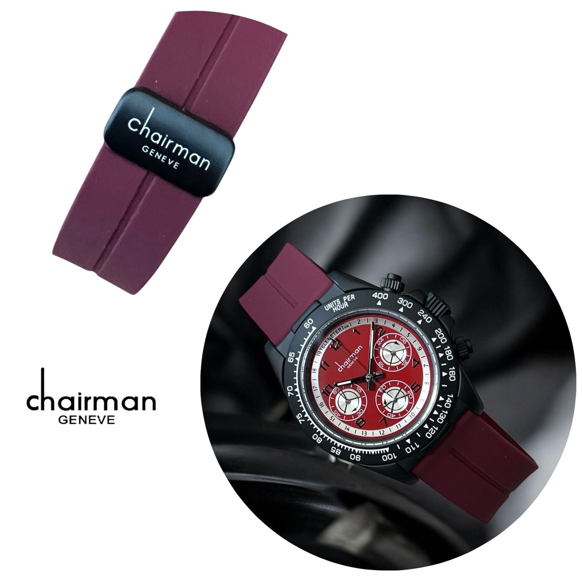 Chairman Geneve Maroon Dial Maroon Strap Unisex Watch