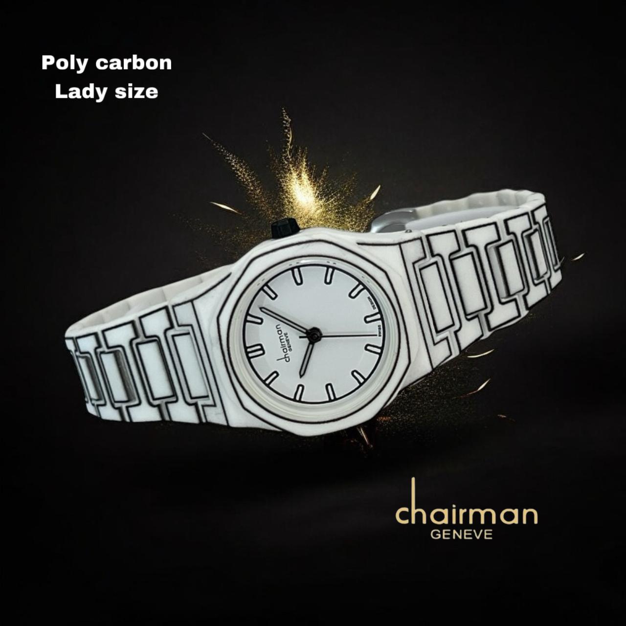 ساعة Chairman Geneve Poly Carbon للسيدات باللونين الأبيض والأسود