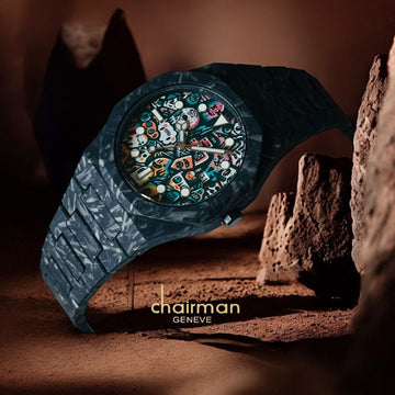 Chairman Geneve Poly Carbon Mixed Color Dial Black Chain Gents Watch