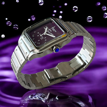 Chairman Geneve Purple Dial Silver Chain Gents Watch