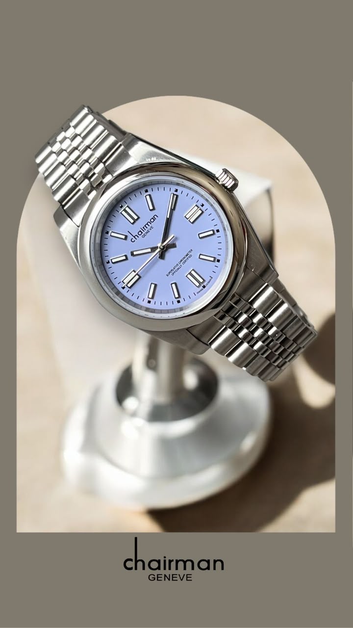 Chairman Geneve Purple Dial Silver Chain Gents Watch