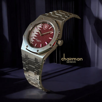 Chairman Geneve QATAR Flag Dial Silver Chain Gents Watch