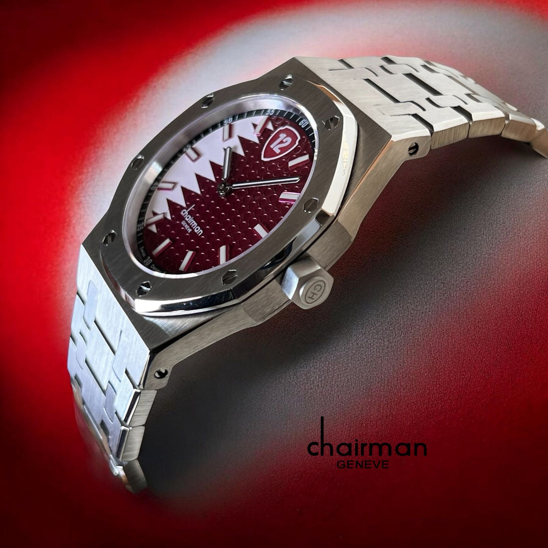 Chairman Geneve QATAR Flag Dial Silver Chain Gents Watch