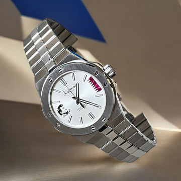 Chairman Geneve QATAR Flag With Ameer Photo White Dial Silver Chain Gents Watch
