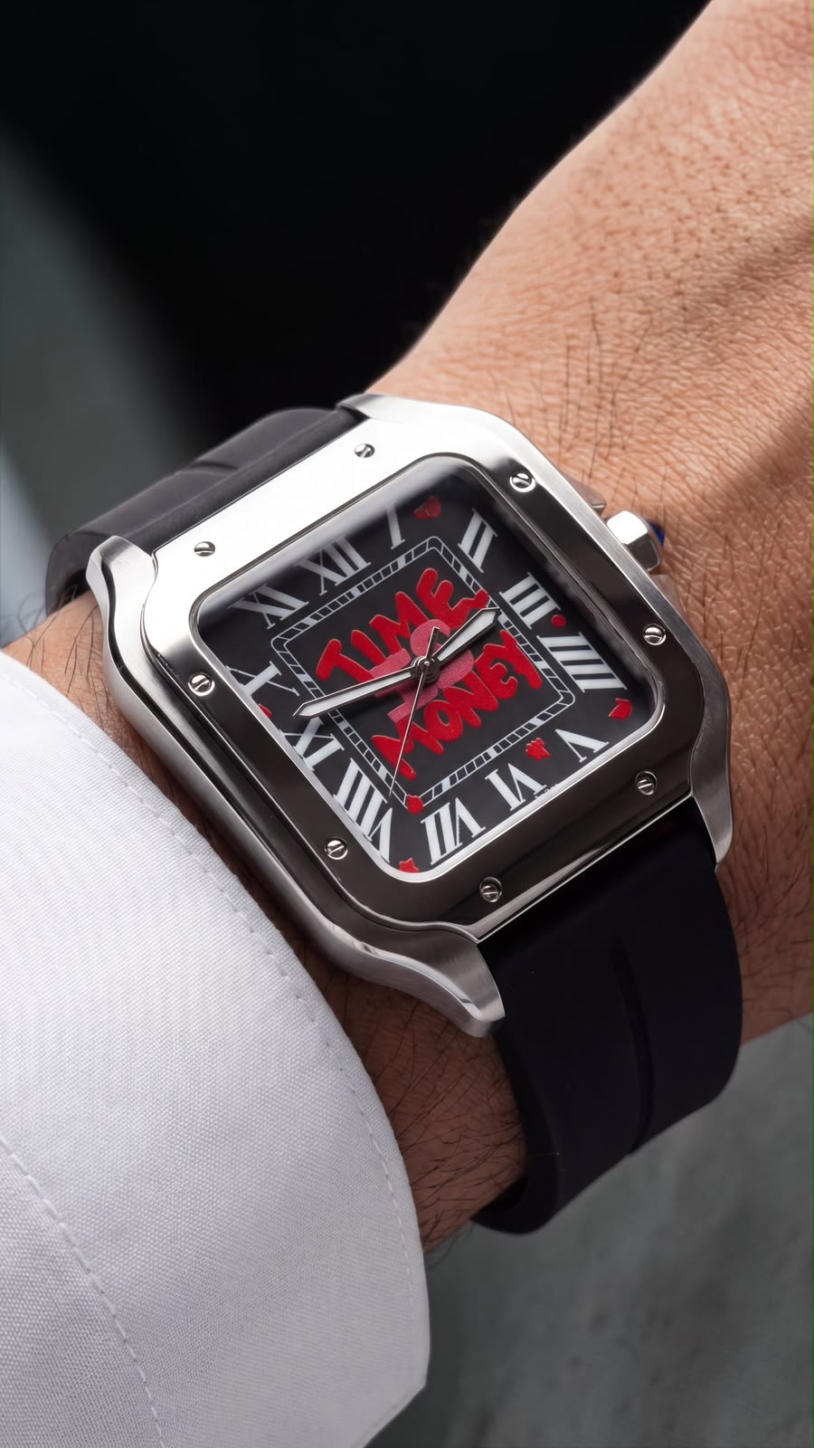 Chairman Geneve Roman Black Dial Black Strap Gents Watch