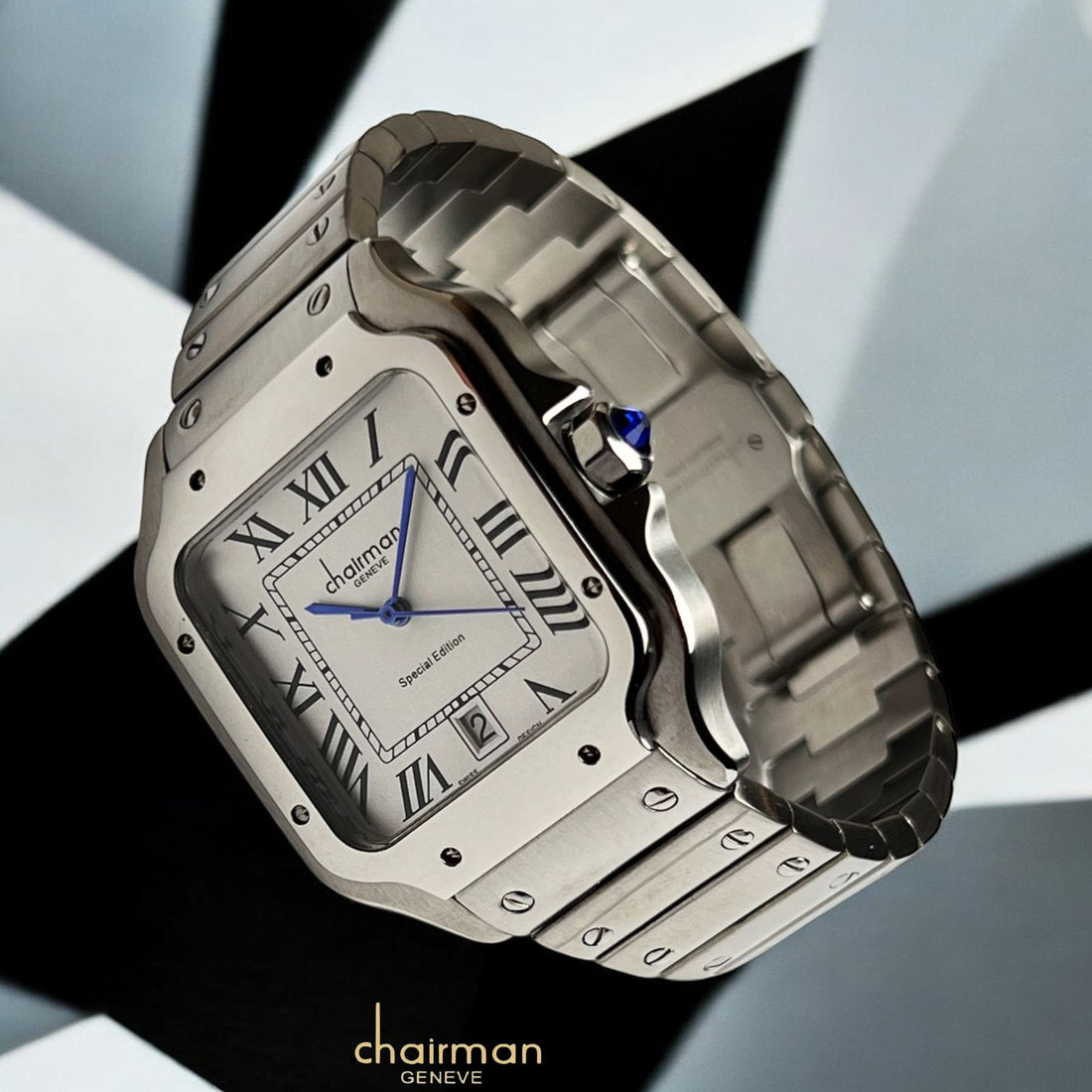 Chairman Geneve Roman Dated Baby Grey Dial Silver Chain Gents Watch