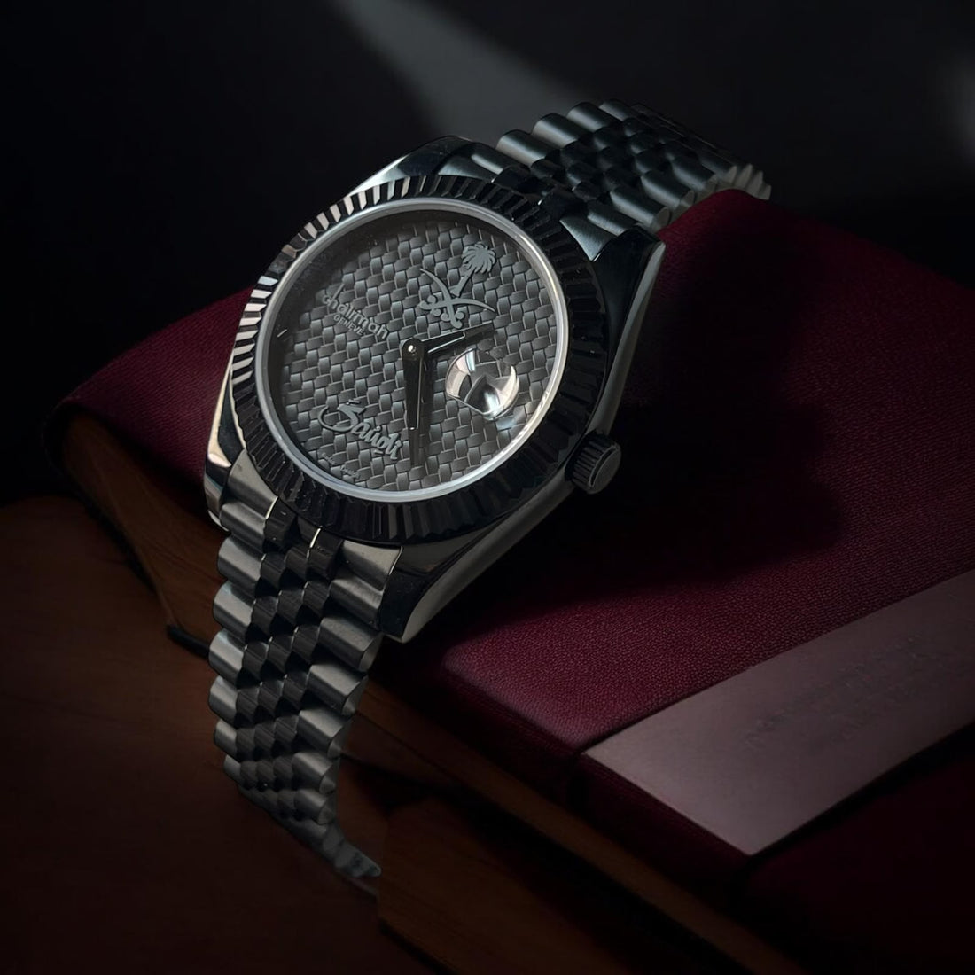 Chairman Geneve SAUDI Emblem Dated Black Gents Watch